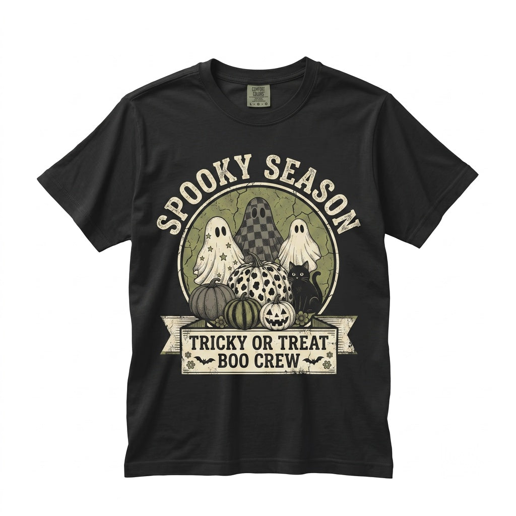 Spooky Halloween Pumpkin Ghost Trick or Treat Ghouls Good Vibes Season Unisex TShirt