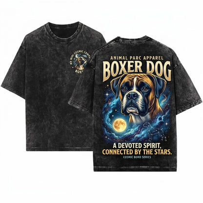 Boxer Dog Howling Full Moon Vintage Graphic Lover Gift Unisex Wash T-Shirt