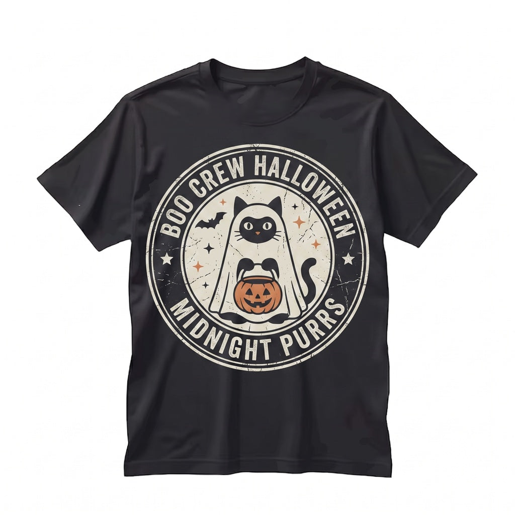 Cute Spooky Ghost Costume Kitty Graphic Pumpkin Candy Bucket Halloween Fall Gift Unisex TShirt