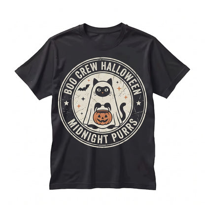 Cute Spooky Ghost Costume Kitty Graphic Pumpkin Candy Bucket Halloween Fall Gift Unisex TShirt