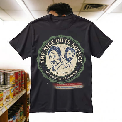 Nice Guys Detective Agency Funny Cult Classic Film Back Print Graphic Unisex TShirt