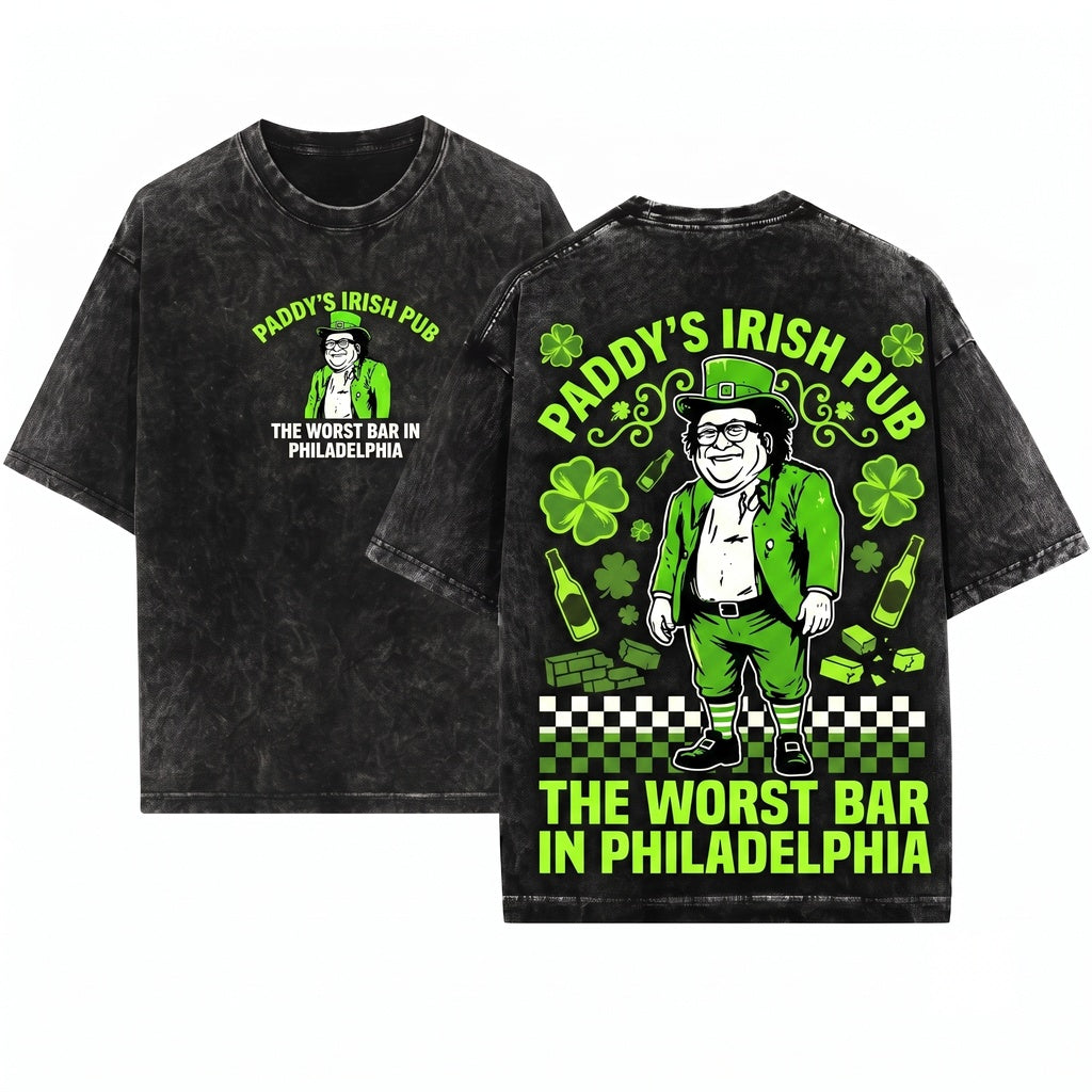 Paddy Irish Pub St Patricks Day Frank Reynolds Leprechaun Green Crewneck Pullover Unisex Wash T-Shirt
