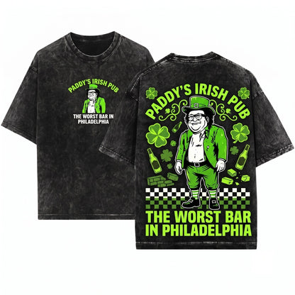 Paddy Irish Pub St Patricks Day Frank Reynolds Leprechaun Green Crewneck Pullover Unisex Wash T-Shirt