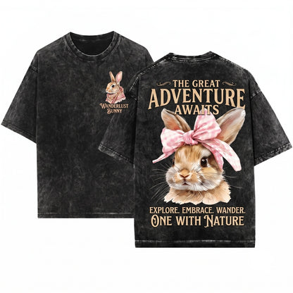 Retro Coquette Bow Cute Easter Bunny Day Gift Unisex Wash T-Shirt