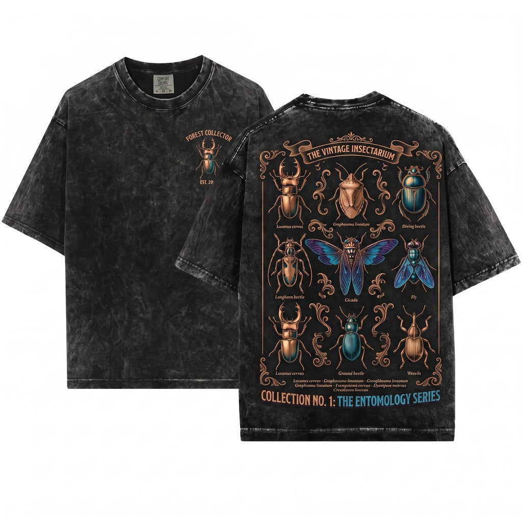 Vintage Aesthetic Beetle Bug Entomology Nature Graphic Top Unisex Wash T-Shirt