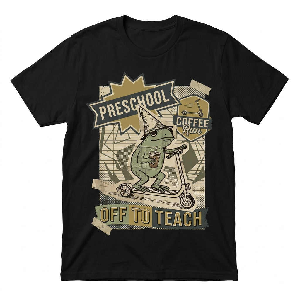Cute Pre K Preschool Elementary Teacher Back To School Silly Frog Iced Coffee Gift Unisex TShirt