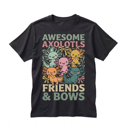 Cute Axolotl Lover Gift Granddaughter Daughter Bow Graphic Pullover Era Unisex TShirt