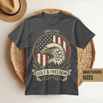 Patriotic American Flag Golf Player Graphic Apparel, USA Independence Day Gift Unisex TShirt