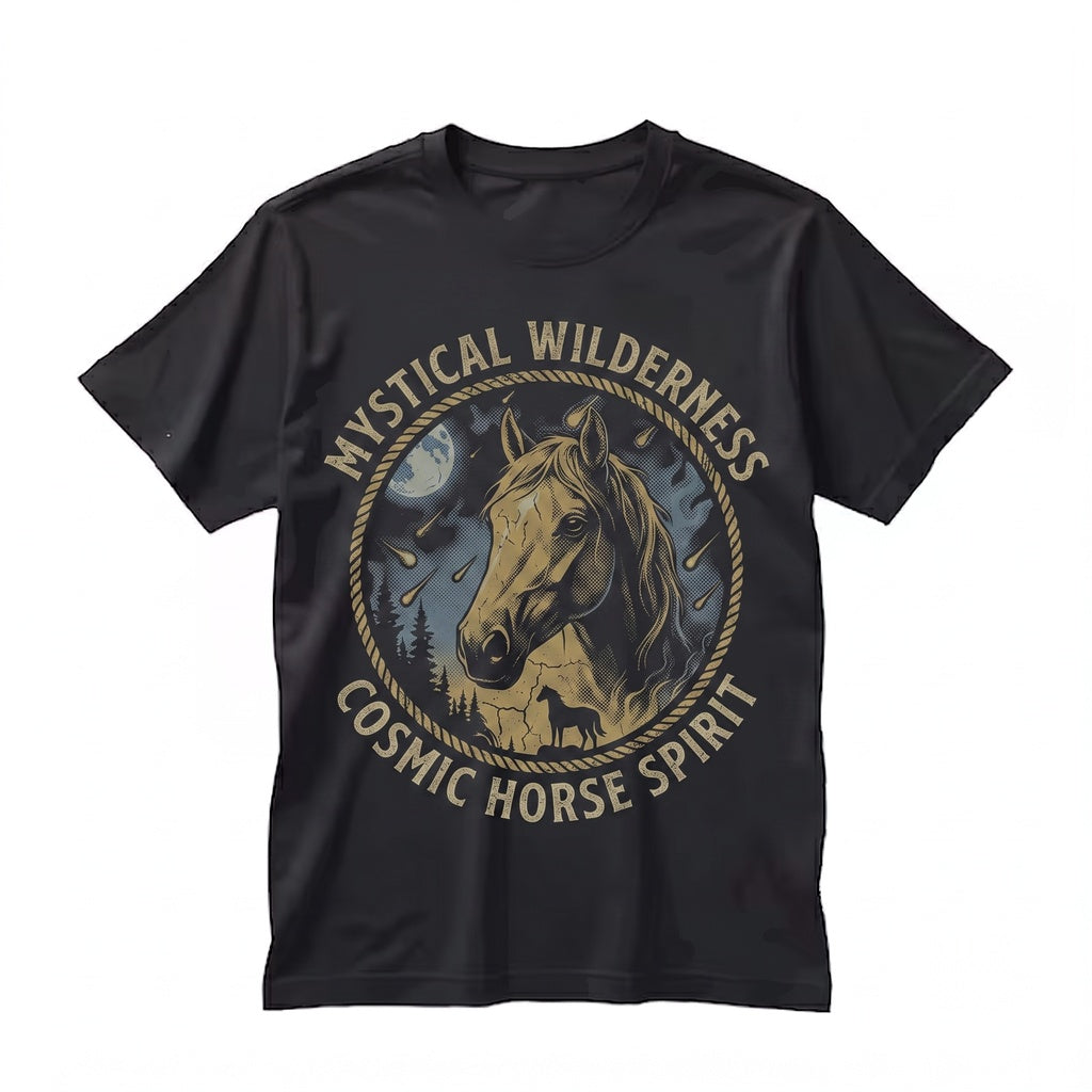 Vintage Mystic Horse Graphic Moonlight Fantasy Celestial Night Sky Animal Gift Unisex TShirt