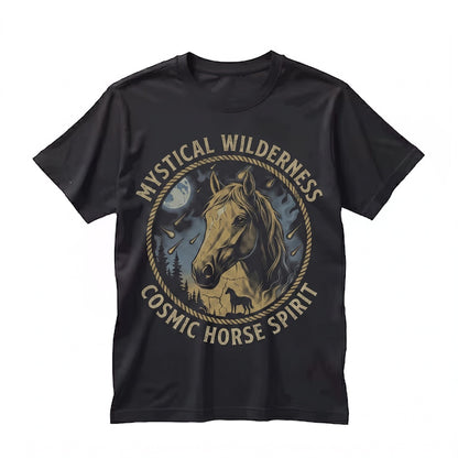 Vintage Mystic Horse Graphic Moonlight Fantasy Celestial Night Sky Animal Gift Unisex TShirt