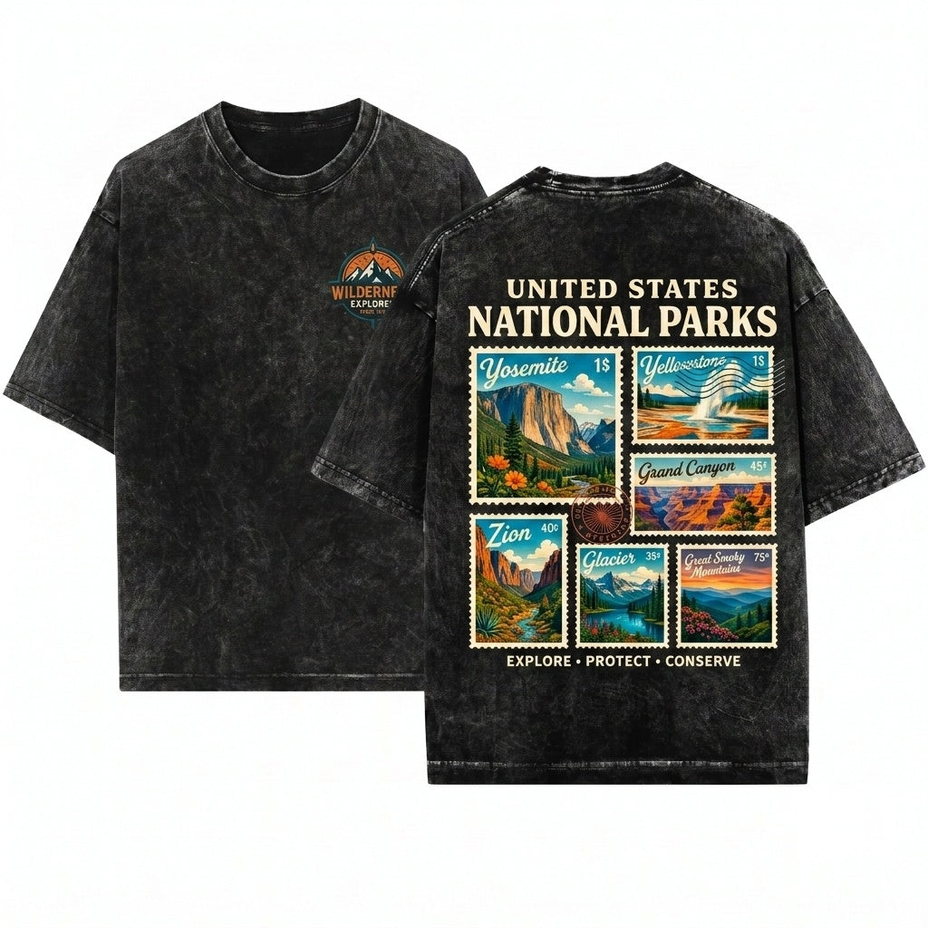 Vintage National Park Club Hiking Yosemite Yellowstone Glacier Zion Unisex Wash T-Shirt
