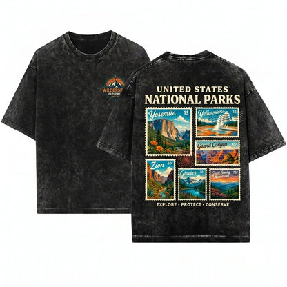 Vintage National Park Club Hiking Yosemite Yellowstone Glacier Zion Unisex Wash T-Shirt