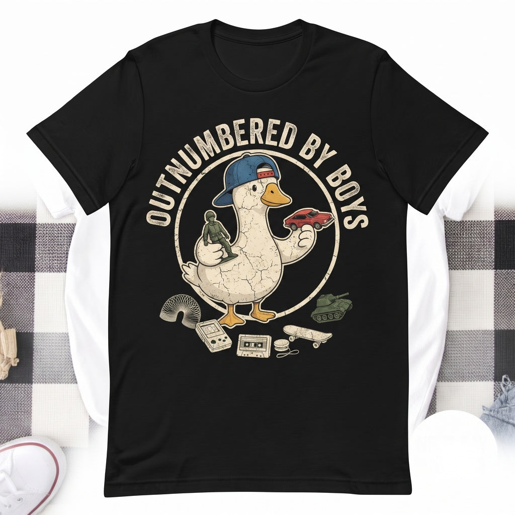 Funny Goose Mama Outnumbered Sons Gift Mothers Day Mom Mother of Boys Unisex TShirt