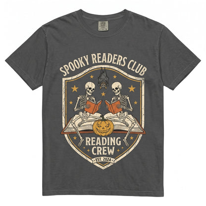 Reader Skeleton Reading Bookish Halloween Pumpkin Lover Gift Unisex TShirt