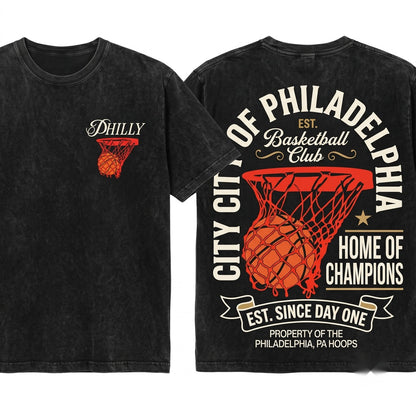 Retro Philadelphia Game Day Graphic Bball Apparel Unisex Wash T-Shirt
