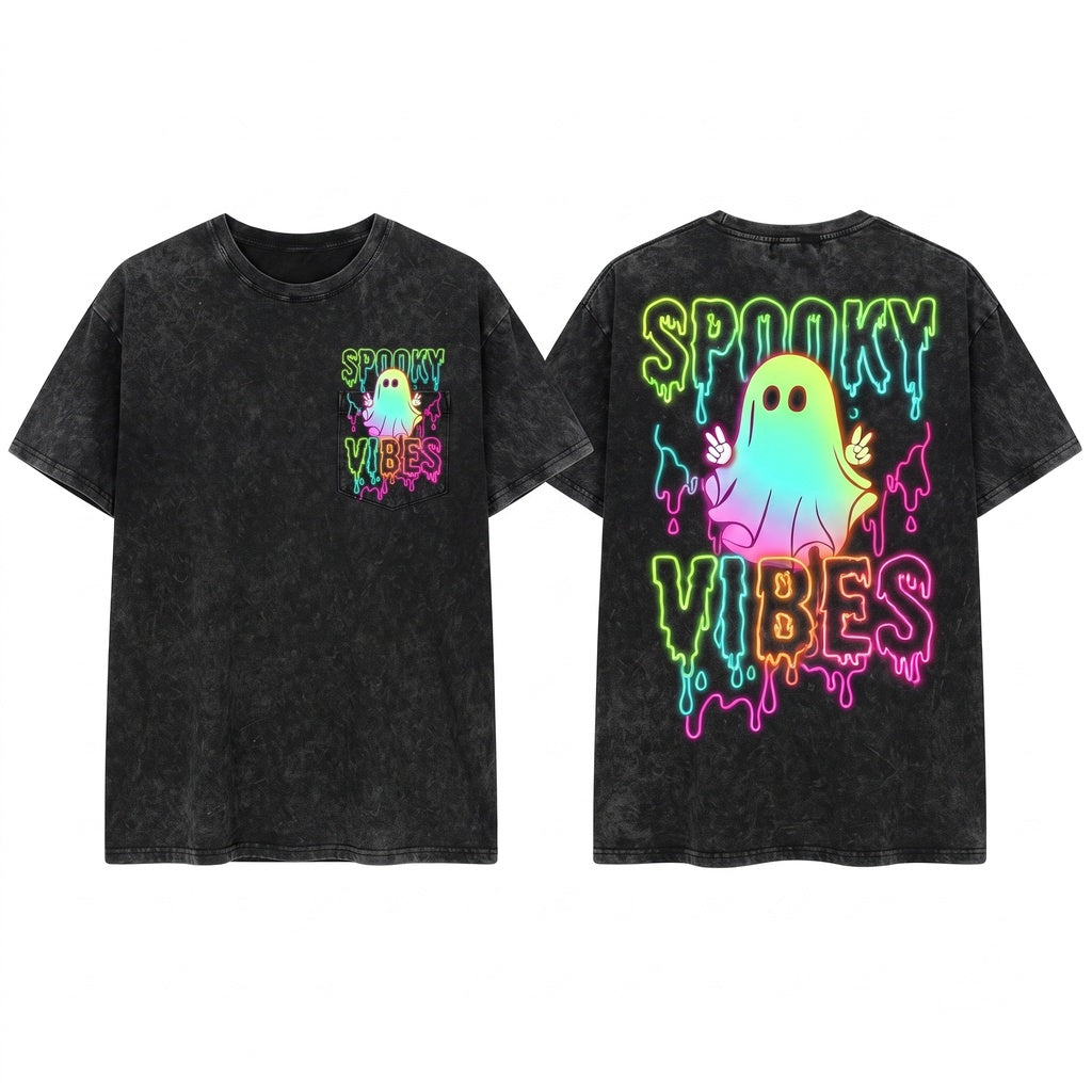 Halloween Boo Neon Ghost Party Girls Wash Unisex T-Shirt