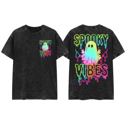 Halloween Boo Neon Ghost Party Girls Wash Unisex T-Shirt