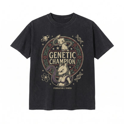 Mewtwo Mew Vintage Wash Anime Graphic Cute Gamer Retro Oversized Birthday Gift Unisex TShirt