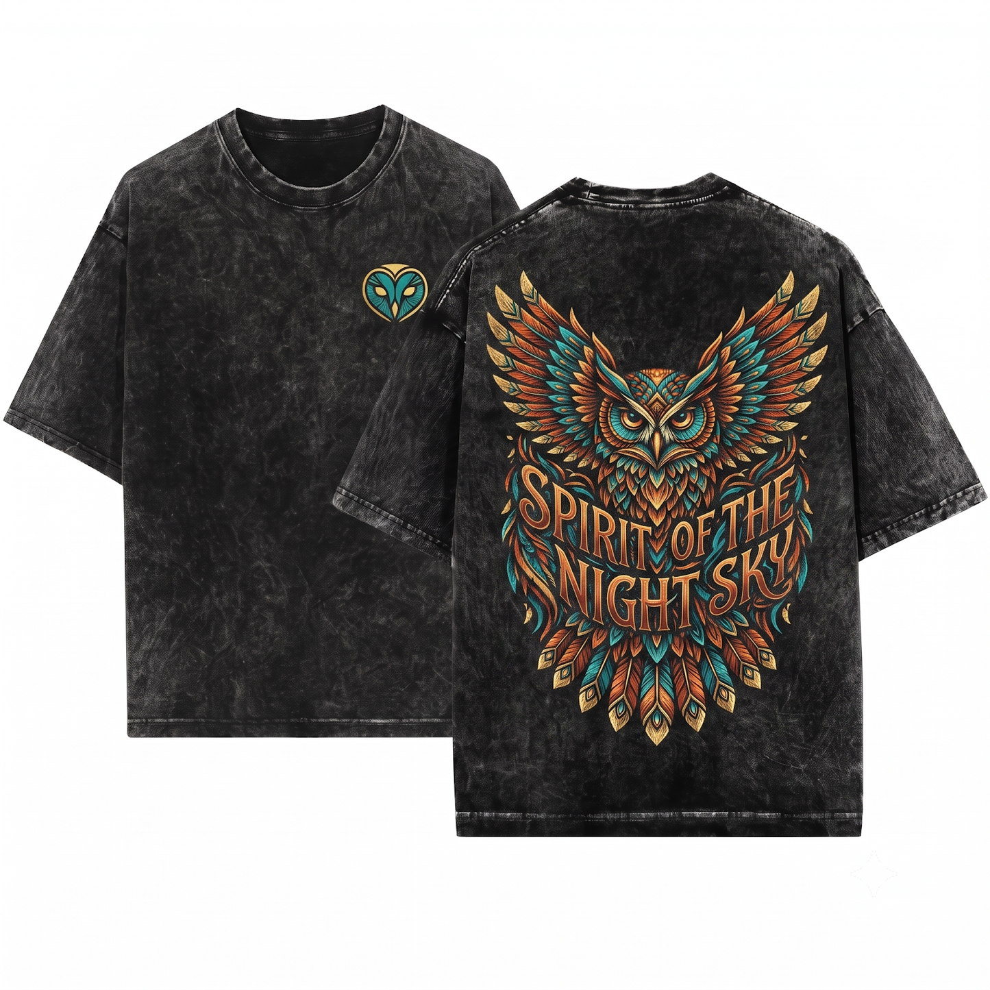 Barn Owl Silhouette Minimalist Flying Nocturnal Bird Lover Night Forest Wildlife Graphic Unisex Heavyweight Garment-Dyed T-Shirt