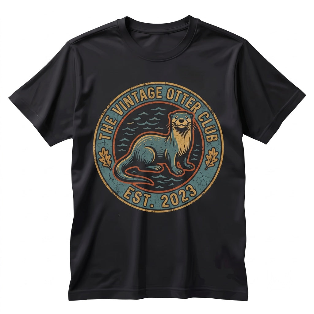 Cute Otters Vintage Lover Gift Retro Sea Animal River Wildlife Present Graphic Apparel Tops Unisex TShirt