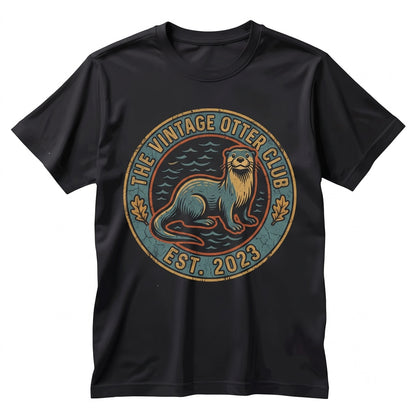 Cute Otters Vintage Lover Gift Retro Sea Animal River Wildlife Present Graphic Apparel Tops Unisex TShirt