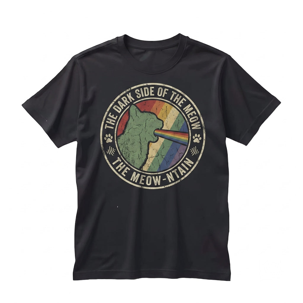 Vintage 1970s Psychedelic Rainbow Cat Graphic Music Festival Apparel Unisex TShirt