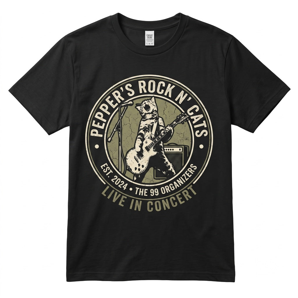 Punk Cat Playing Guitar Graphic Vintage Grunge Rock Alt Music Band Gift Unisex TShirt