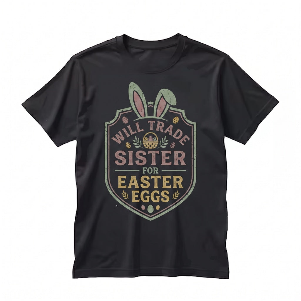Will Trade Sister For Easter Eggs Funny Bunny Sibling Holiday Gift Boy Womens Unisex TShirt