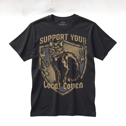 Support Local Coven Third Eye Black Cat Celestial Goth Occult Graphic Unisex TShirt