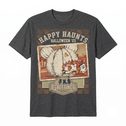 Cute Mouse Pumpkin Eat Ghost Halloween Party Graphic Top, Disney Vacation Group Birthday Gift, Unisex TShirt