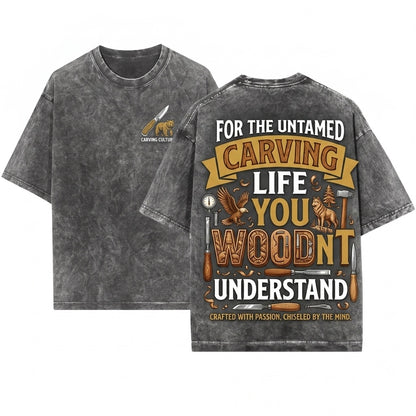 Chainsaw Wood Carving Carpenter Craft Carver Gift Unisex Wash T-Shirt