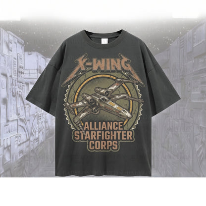 Vintage 1977 Sci-Fi Starfighter Graphic Apparel, Retro Galaxy Space Fighter Oversized Sweatshirt Unisex TShirt
