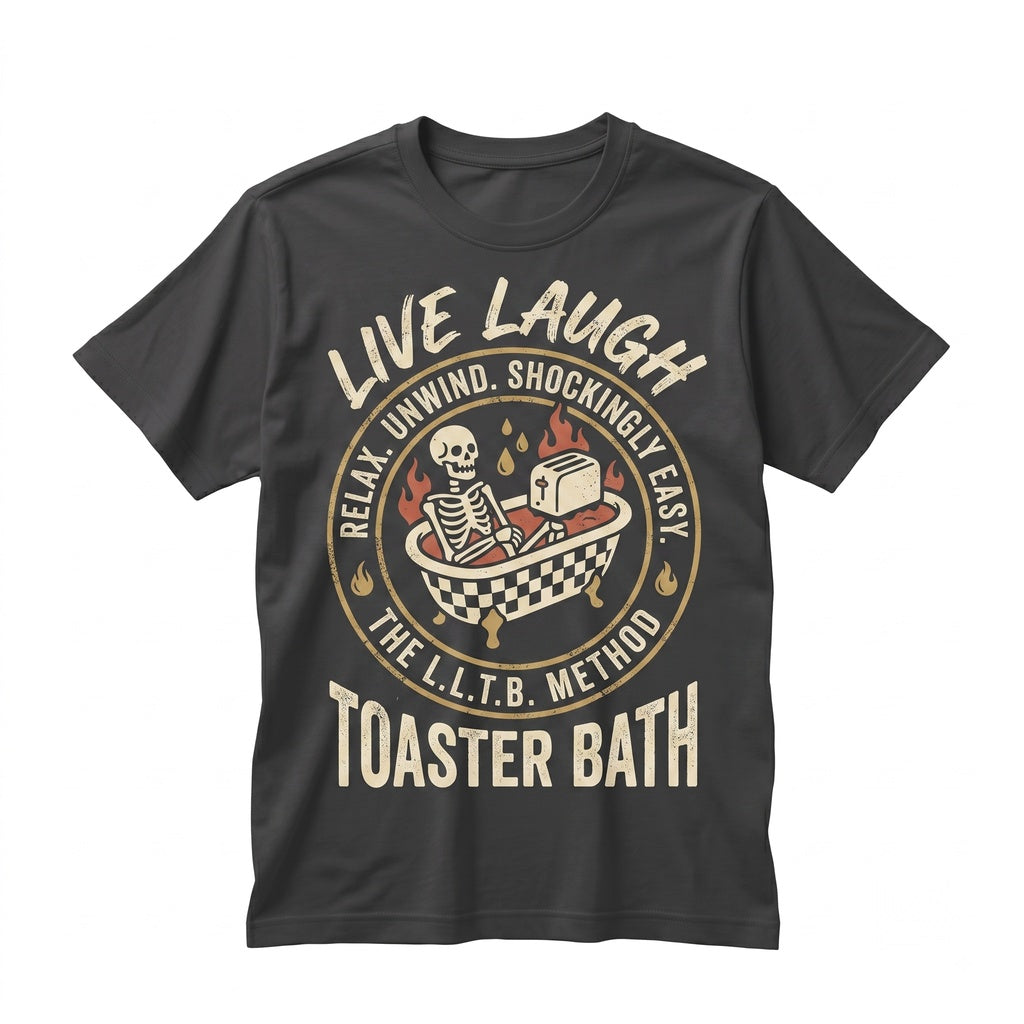 Live Laugh Toaster Bath Skeleton Dark Humor Morbid Emo Goth Sarcastic Sad Mental Health Graphic Unisex TShirt