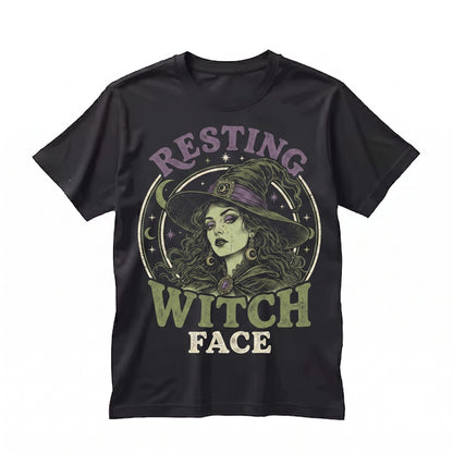Resting Witch Face Funny Halloween Vintage Spooky Season Graphic Gift Unisex TShirt