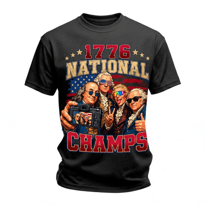 1776 National Champs Red White & Chillin 250 Celebration Funny Founding Fathers Selfie Graphic Unisex TShirt