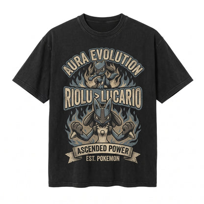 Vintage Mineral Wash Fighting Aura Monster Graphic Gamer Gift Apparel for Boys Girls Unisex TShirt