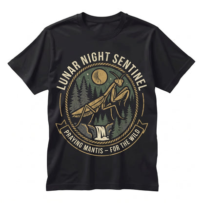 Vintage Praying Mantis Full Moon Howling Creepy Insect Grasshopper Funny Gardening Graphic Unisex TShirt