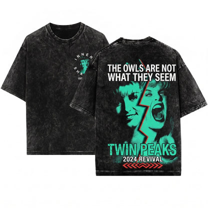 Laura Palmer Retro Peaks Mystery Drama Grunge Graphic Unisex Wash T-Shirt