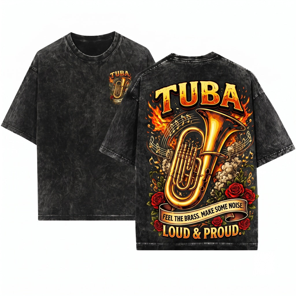 Brass Instrument Band Member Feel The Low Notes Orchestra Musician Gift Tuba Player Unisex Wash T-Shirt