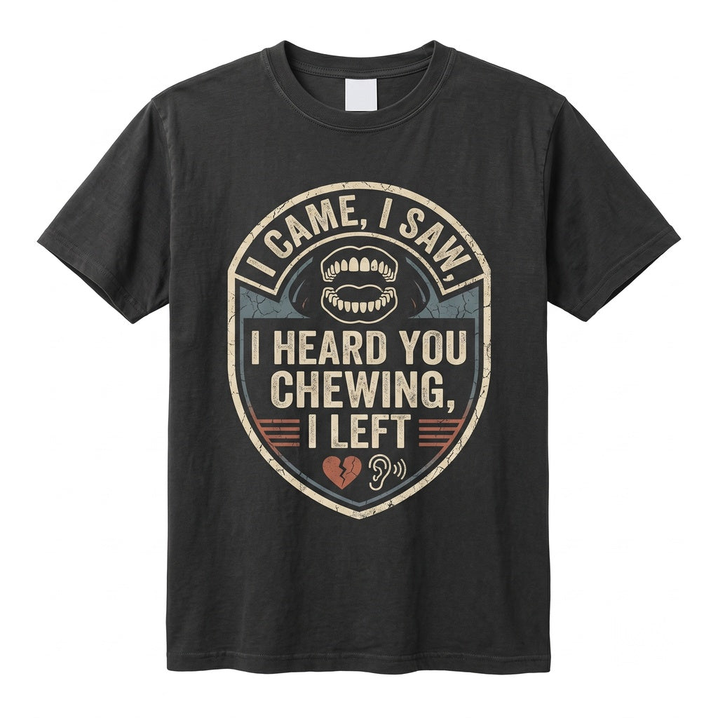 I Heard You Chewing Funny Misophonia Humor Sarcastic Novelty Graphic Top Unisex TShirt