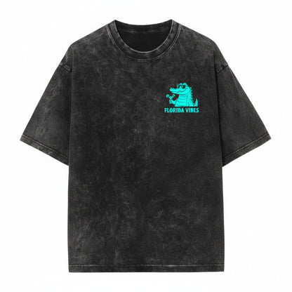 Everglades Florida Crocodile Manatee Respect The Locals Vintage Gift Lifestyle Alligator Unisex Wash T-Shirt