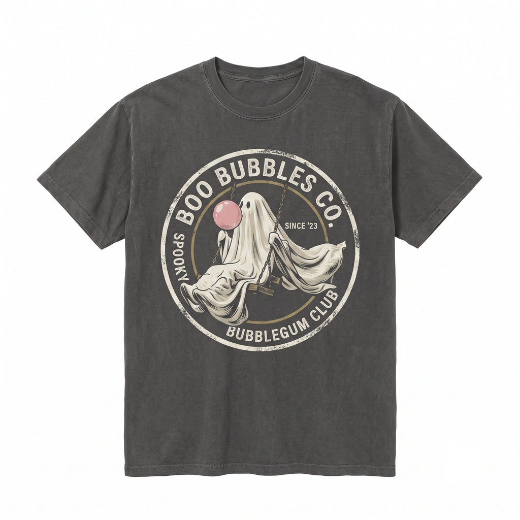 Funny Ghost Sitting on Ferris Wheel Blowing Bubbles Cute Spooky Autumn Fall Vibes Unisex TShirt