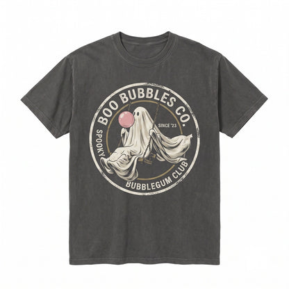 Funny Ghost Sitting on Ferris Wheel Blowing Bubbles Cute Spooky Autumn Fall Vibes Unisex TShirt