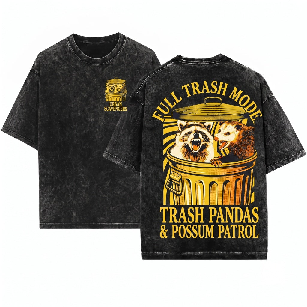 Stay Trashy Raccoon Opossum Funny Possum Vintage Graphic Meme Animal Humor Cute Unisex Wash T-Shirt
