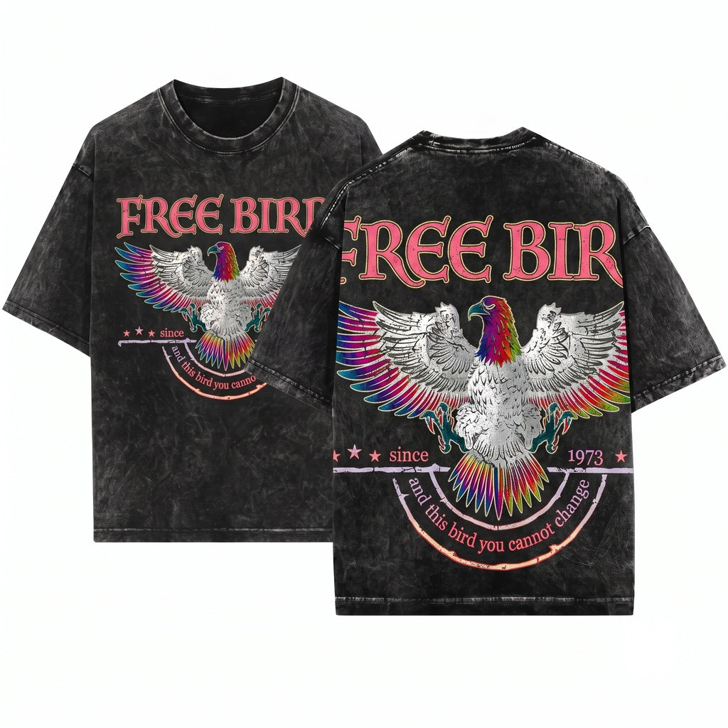 Vintage Free Bird Lynyrd Skynyrd Rock Music Graphic Retro Style Unisex Wash T-Shirt