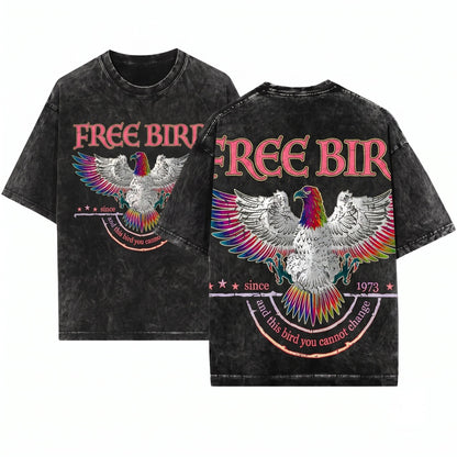 Vintage Free Bird Lynyrd Skynyrd Rock Music Graphic Retro Style Unisex Wash T-Shirt