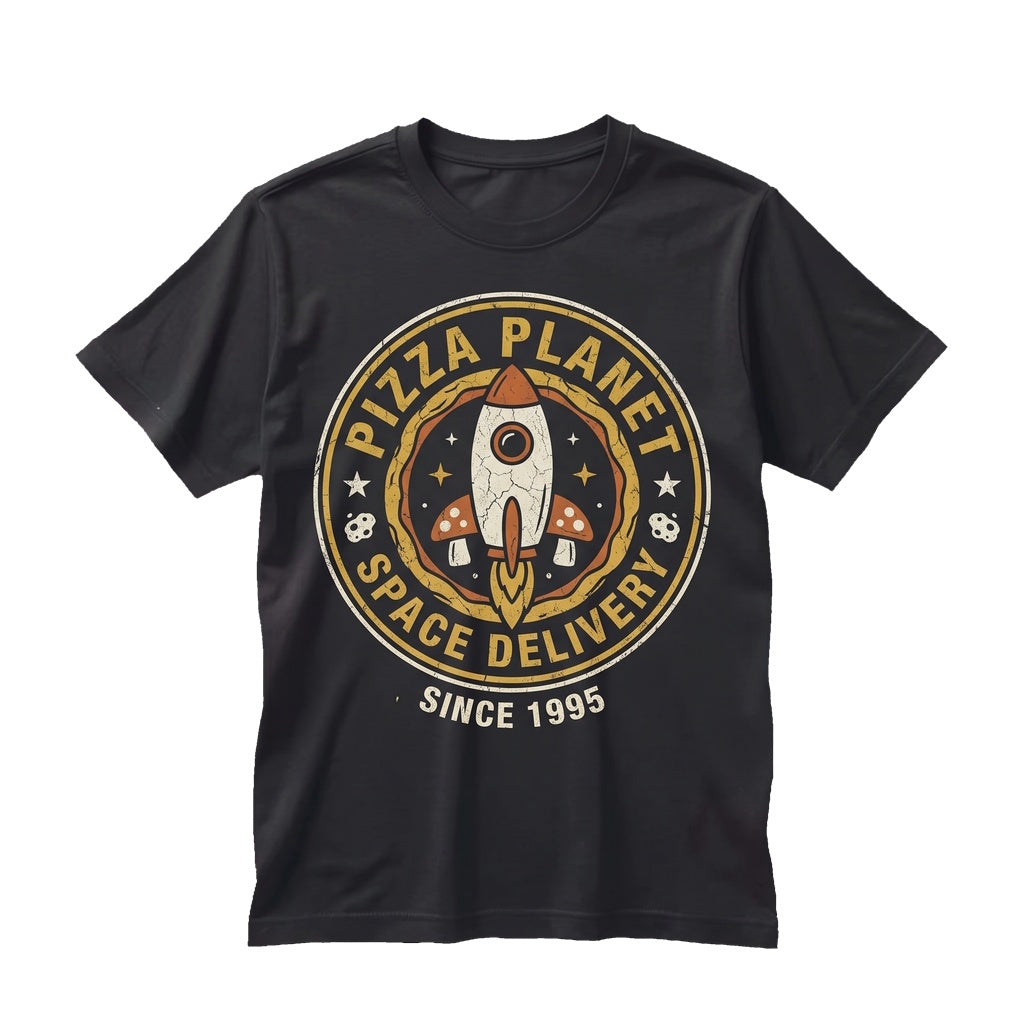 Oversized Vintage Pizza Planet Green Alien Matching Family Theme Park Vacation Graphic Top Unisex TShirt