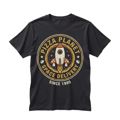 Oversized Vintage Pizza Planet Green Alien Matching Family Theme Park Vacation Graphic Top Unisex TShirt