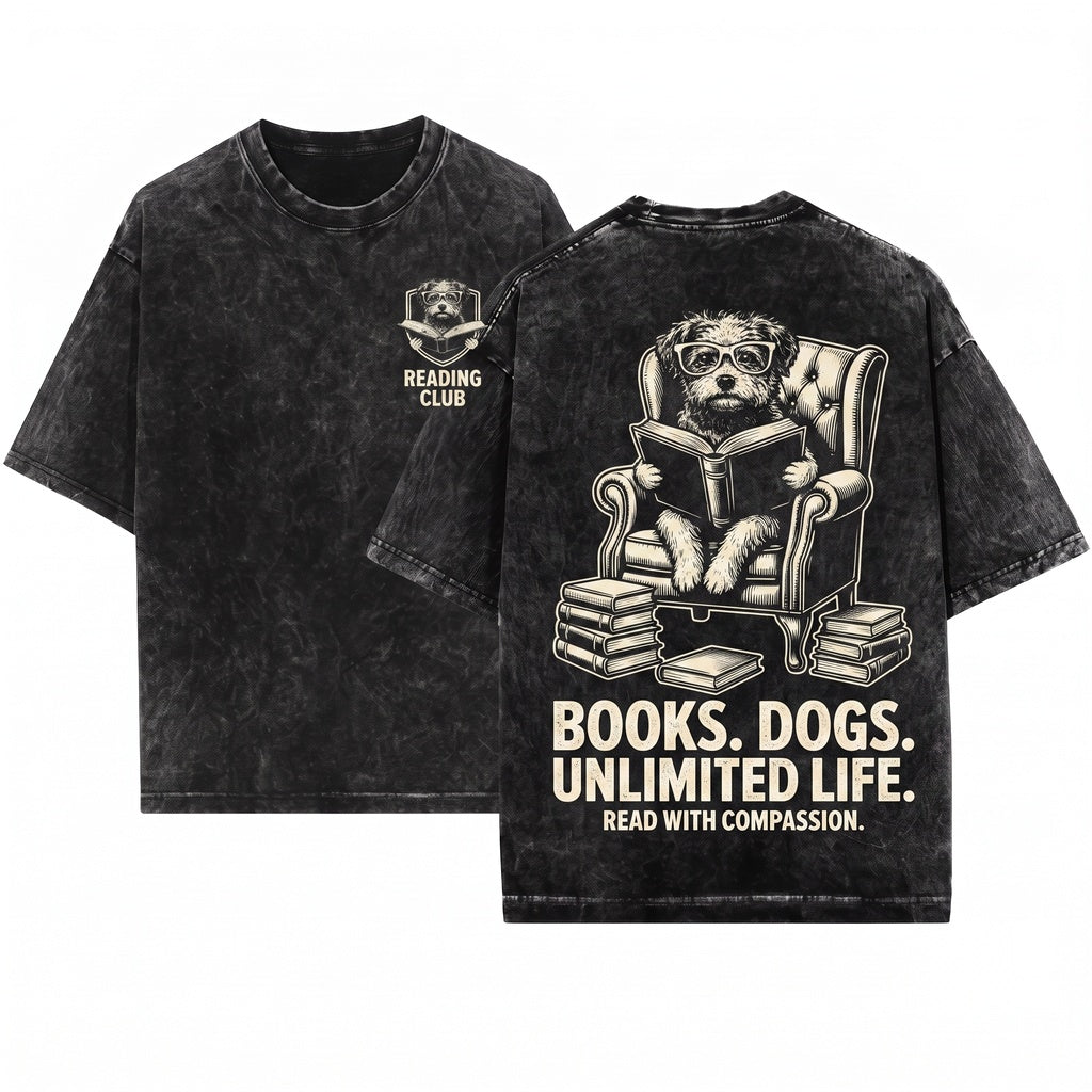 Yorkiepoo Doodle Dog Reading Librarian Bookworm Mom Dad Gift Unisex Wash T-Shirt