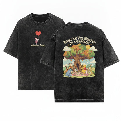 Comfort Colors Cute Winnie Bear Friends Balloons Unisex Wash T-Shirt